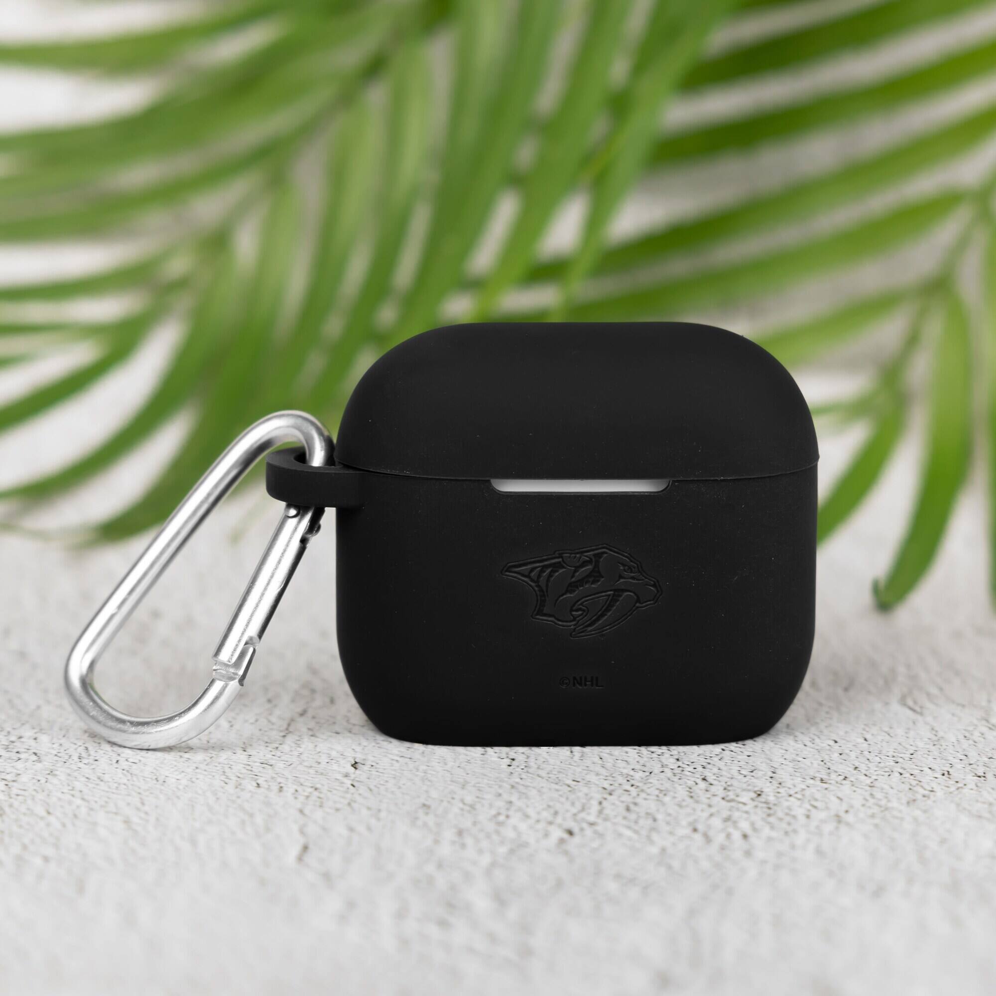 Alt View 1. Artinian - Nashville Predators Debossed Silicone AirPods 3 Case Cover - Black.