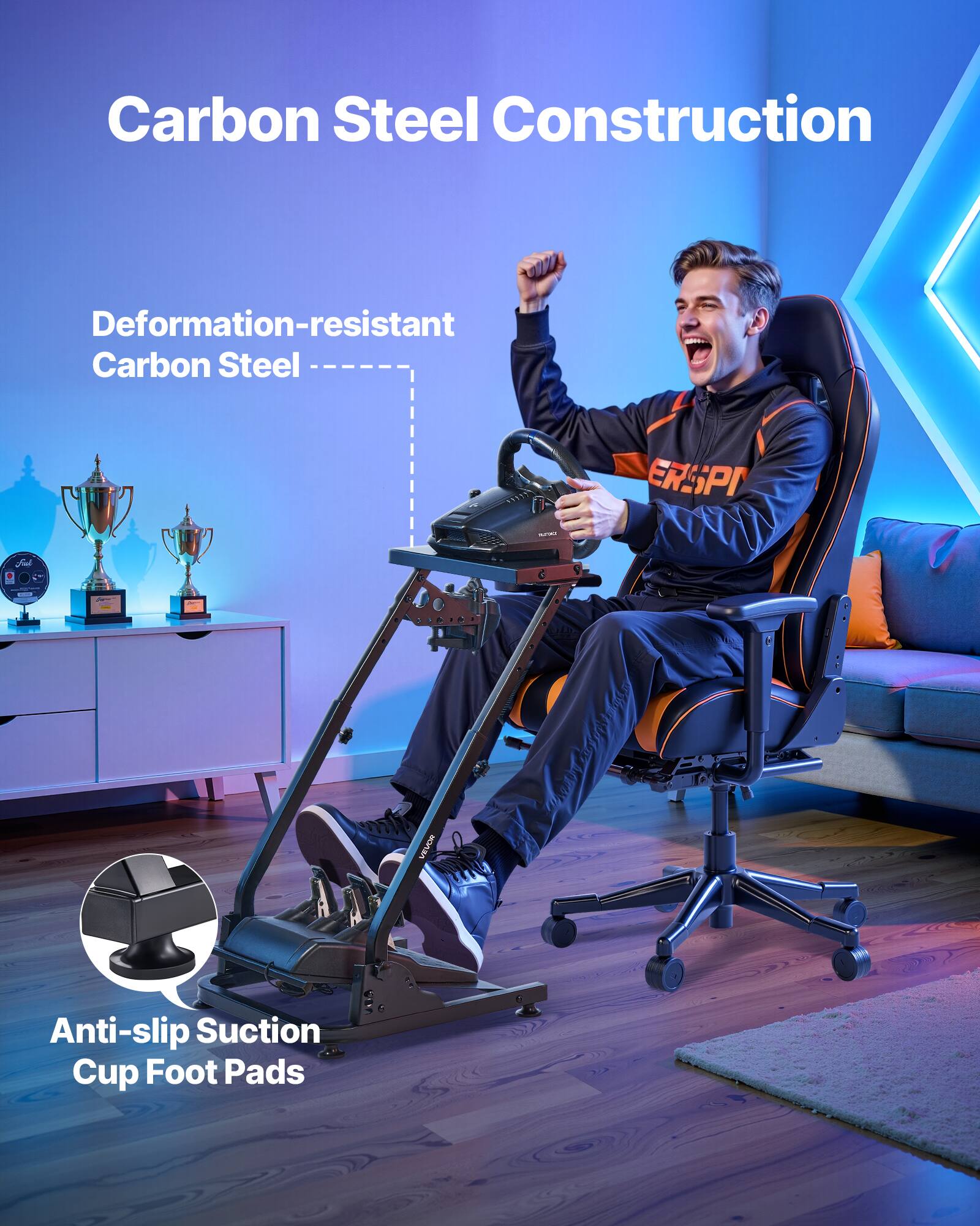 Carbon Steel Construction

Deformation-resistant Carbon Steel

Anti-slip Suction Cup Foot Pads