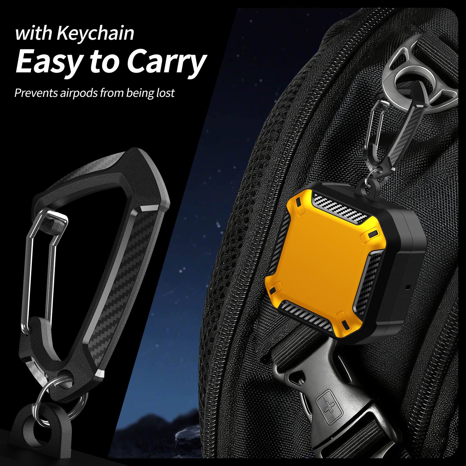 with Keychain  
Easy to Carry  
Prevents airpods from being lost