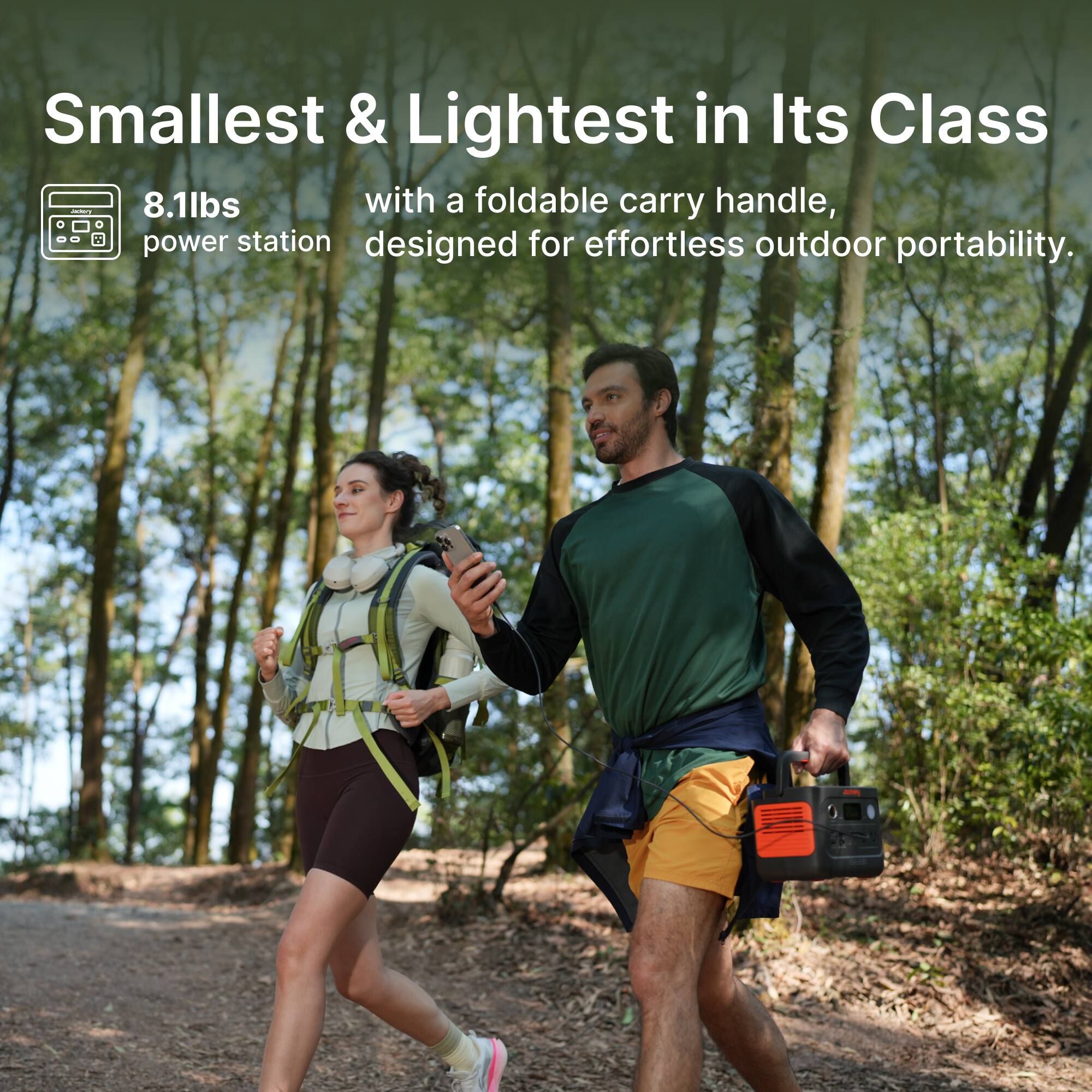 Smallest & Lightest in Its Class | 8.1lbs with a foldable carry handle, power station designed for effortless outdoor portability.
