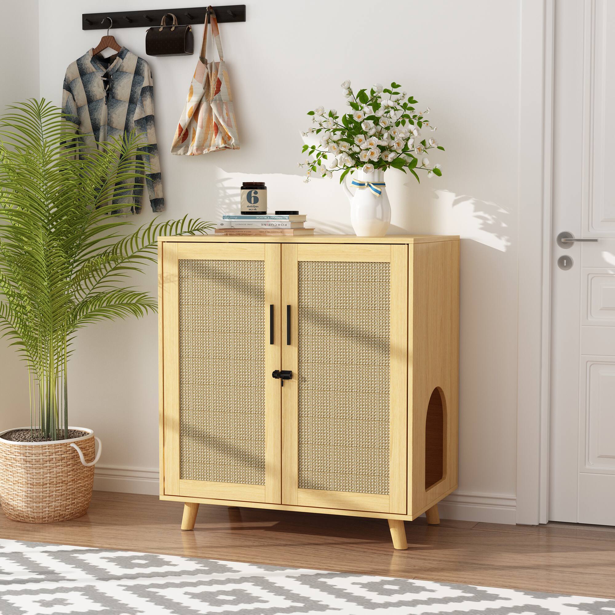 Alt View 7. FUFU & GAGA - Multi-Functional Cat Furniture Cabinet – Hidden Litter Box Storage & Scratching Post with Adjustable Shelves.