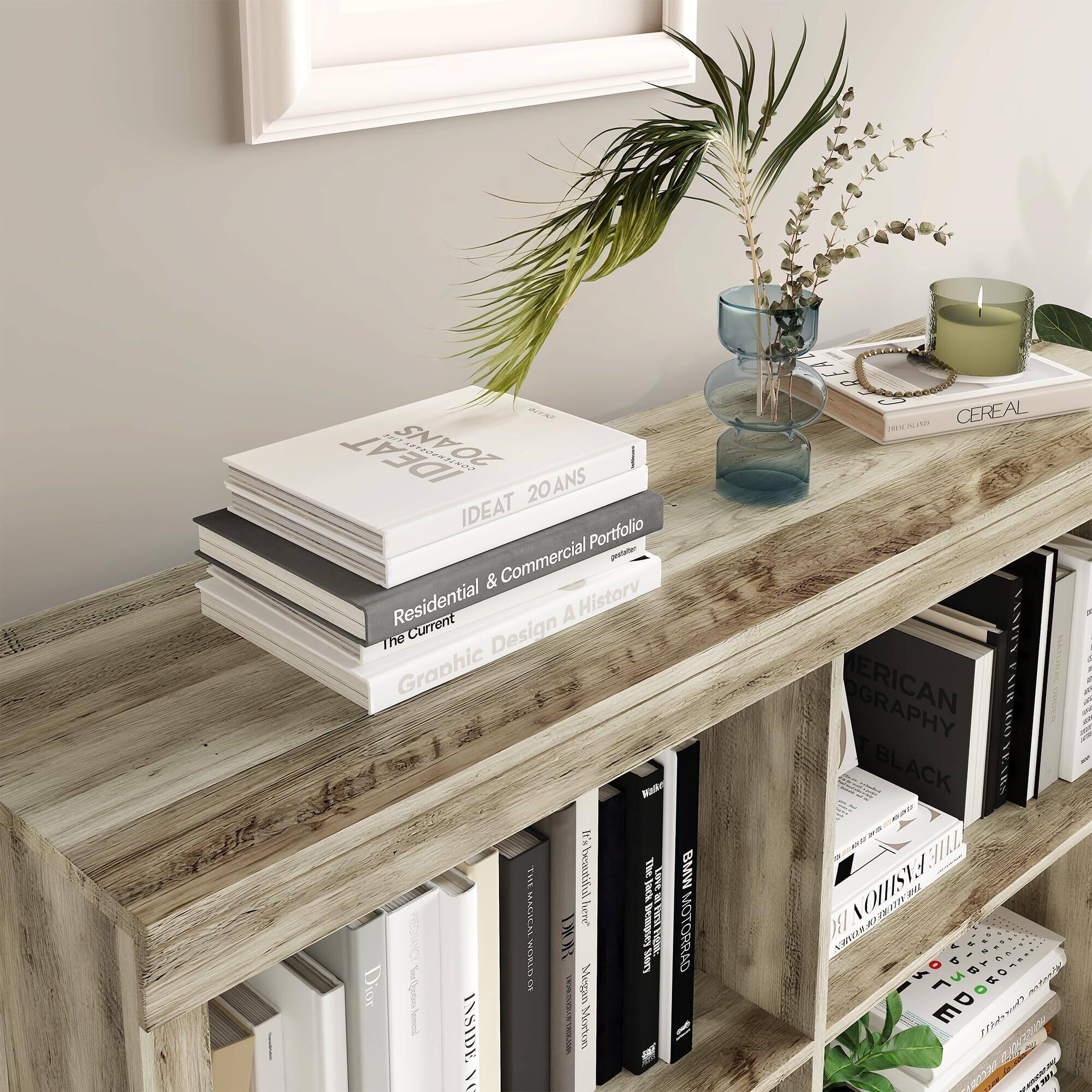 Alt View 4. Acekool - 6 Cube Storage Organizer Shelf, 53 Inch Tall Bookcase with Anti-Tip Design, Sturdy Wood Shelf - Grey.