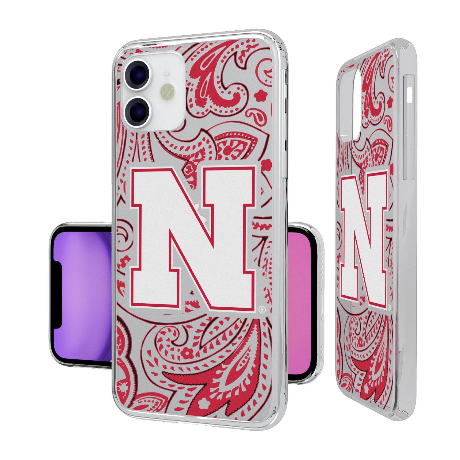 Alt View 1. Keyscaper - Nebraska Huskers iPhone Paisley Design Clear Case - 12 mini - Multicolor.