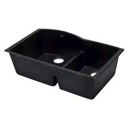 Alfi - brand 33 Double Bowl Undermount Granite Composite Kitchen Sink - Black