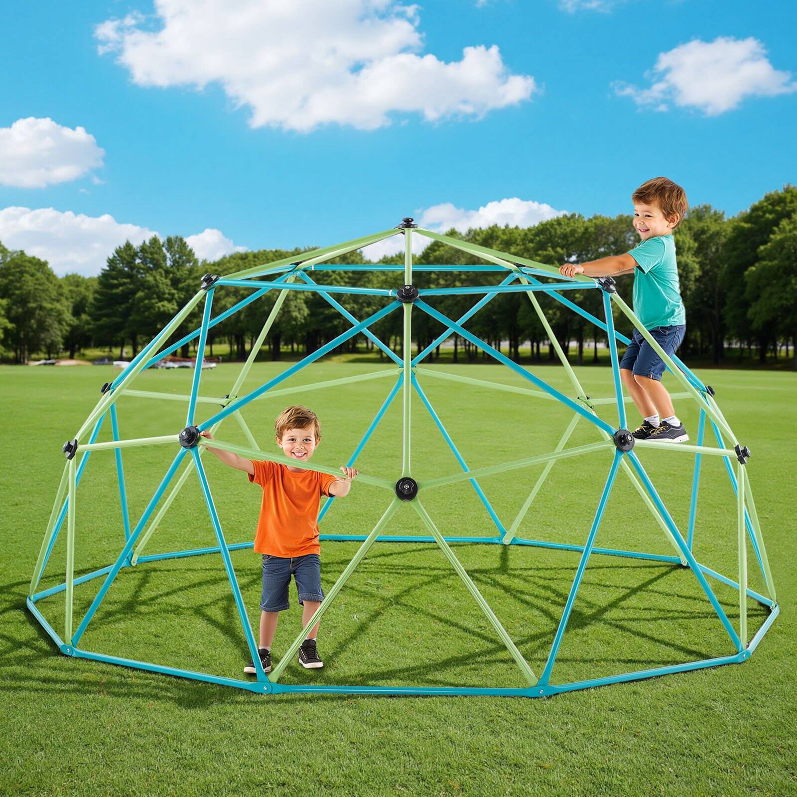 Alt View 1. Glintex - 10FT Kids Climbing Dome, 1000LBS Geometric Playground with Net and Basketballs for Outdoor Play.
