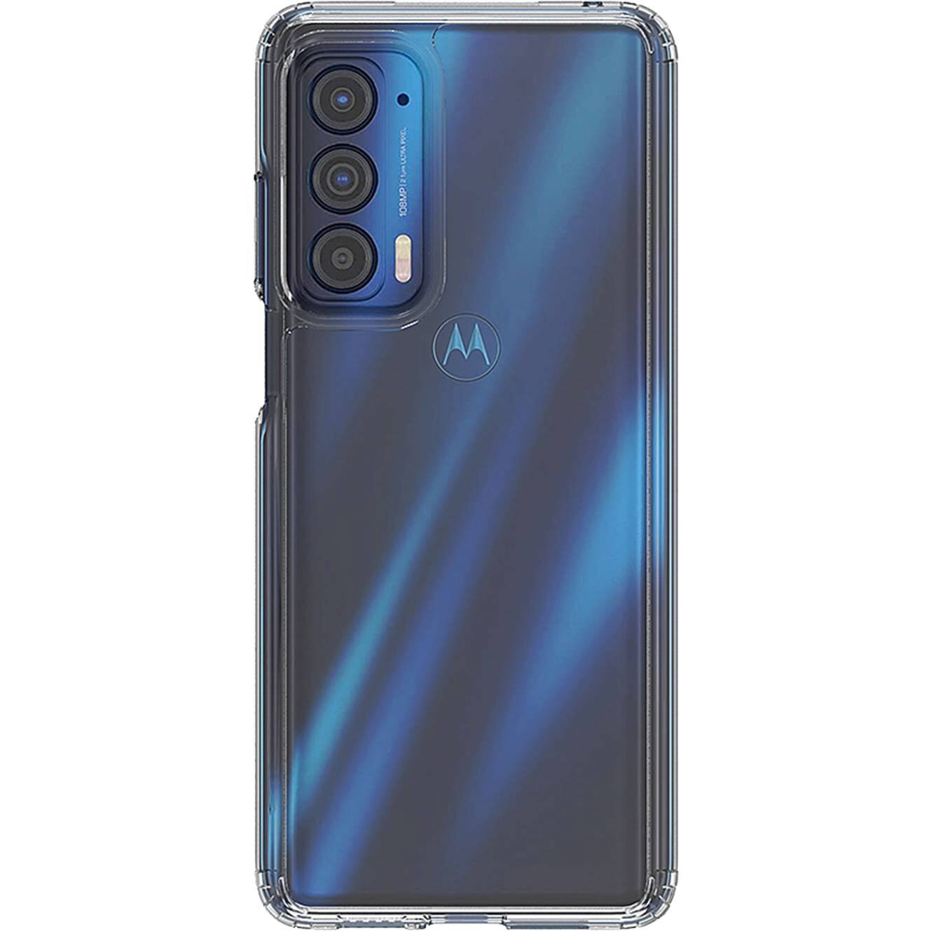 Front. SaharaCase - Hybrid-Flex Hard Shell Series Case for Motorola Edge (2021) - Clear.