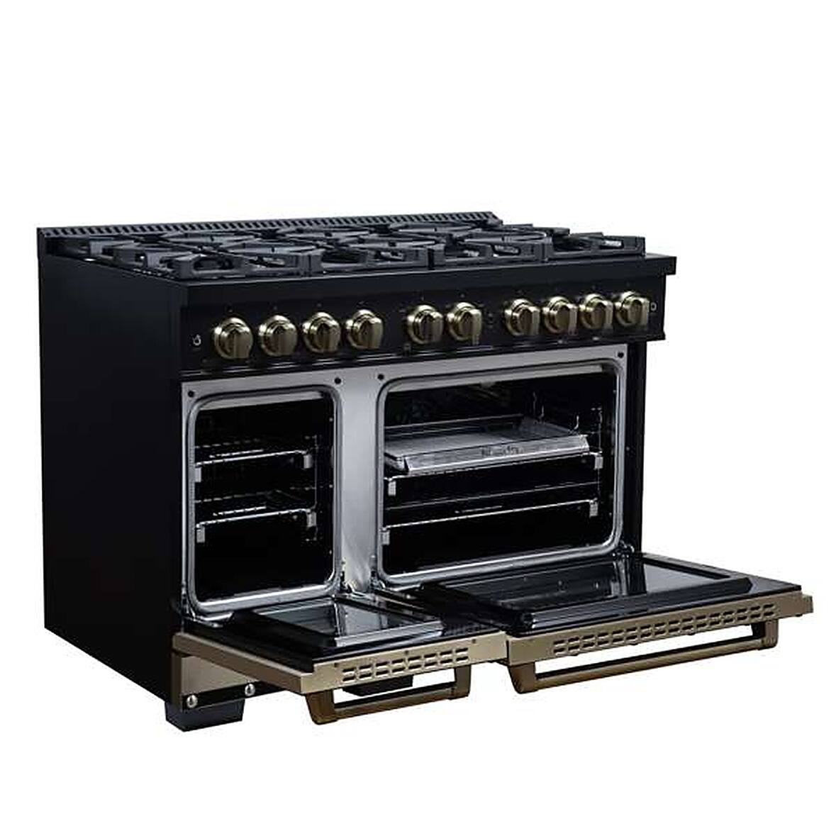 Alt View 5. Forno Appliances - 48 in. Wide 8 Burner Ambassador 6.7 Cu. Ft. Freestanding Double Oven Gas Convection Range - Black.