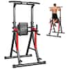Front. Pooboo - Power Tower Pull Up Bar Free Standing 13-Level Adjustable Height Home Gym Strength Training Equipment - Black.