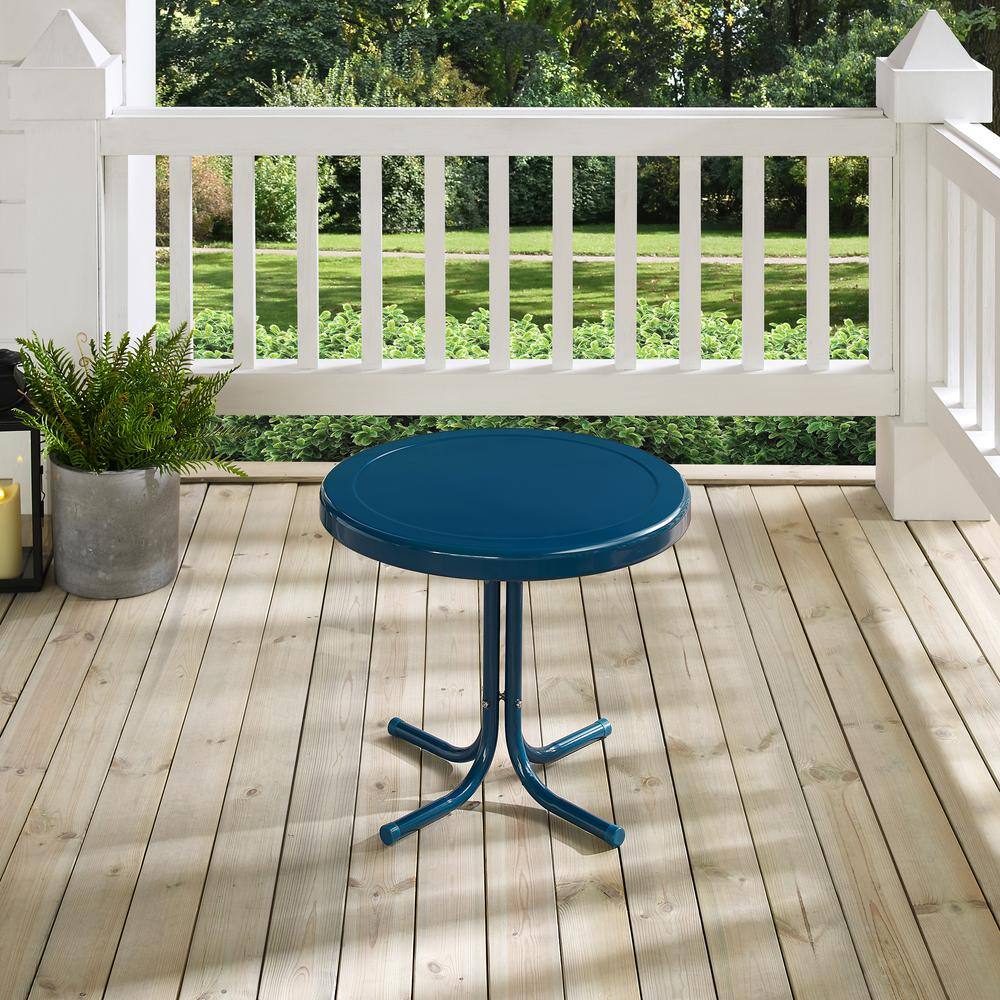 Alt View 2. Crosley Furniture - Griffith Retro Outdoor Side Table - Navy Gloss.