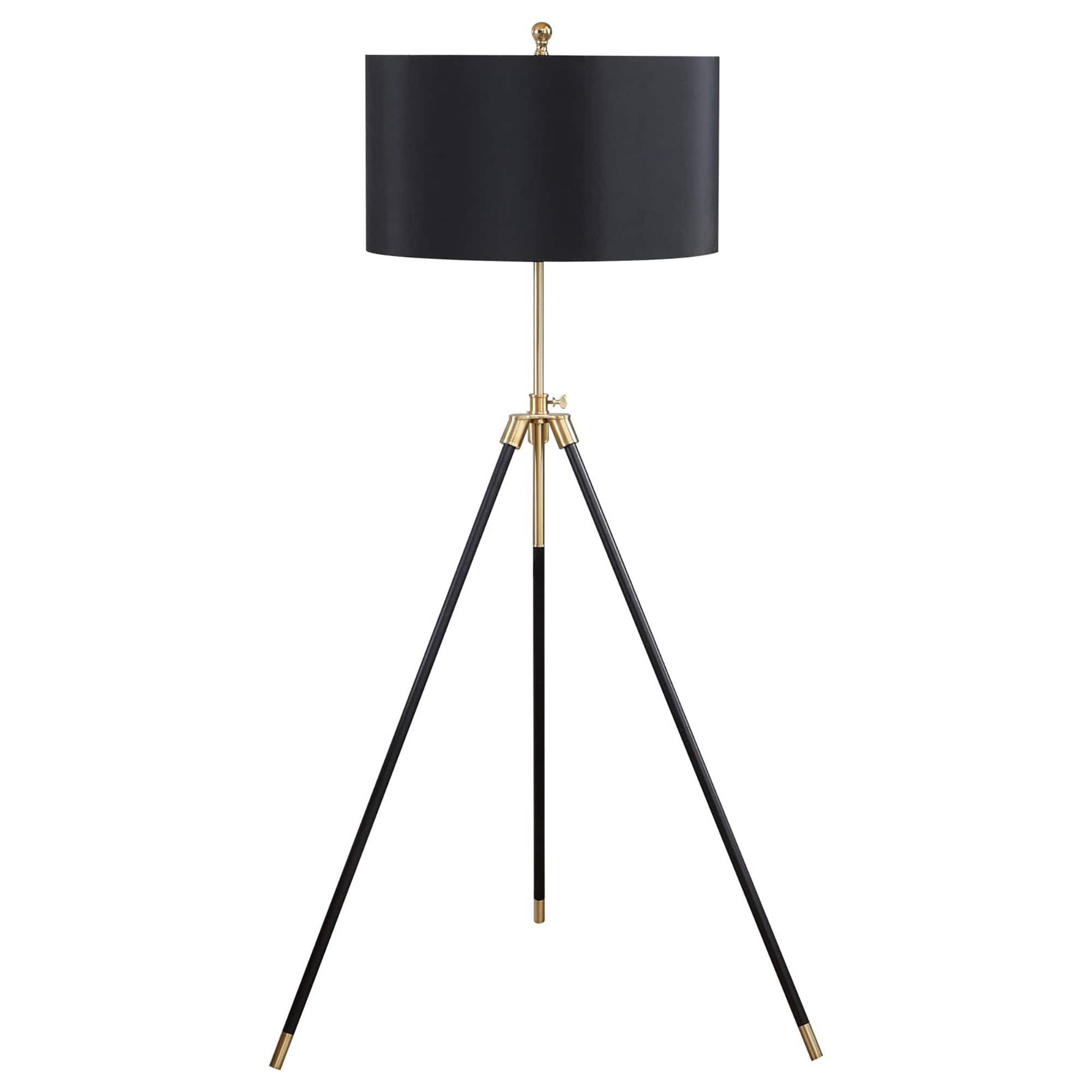 APRILSOUL - Black Gold Tripod Drum Shade Floor Lamp