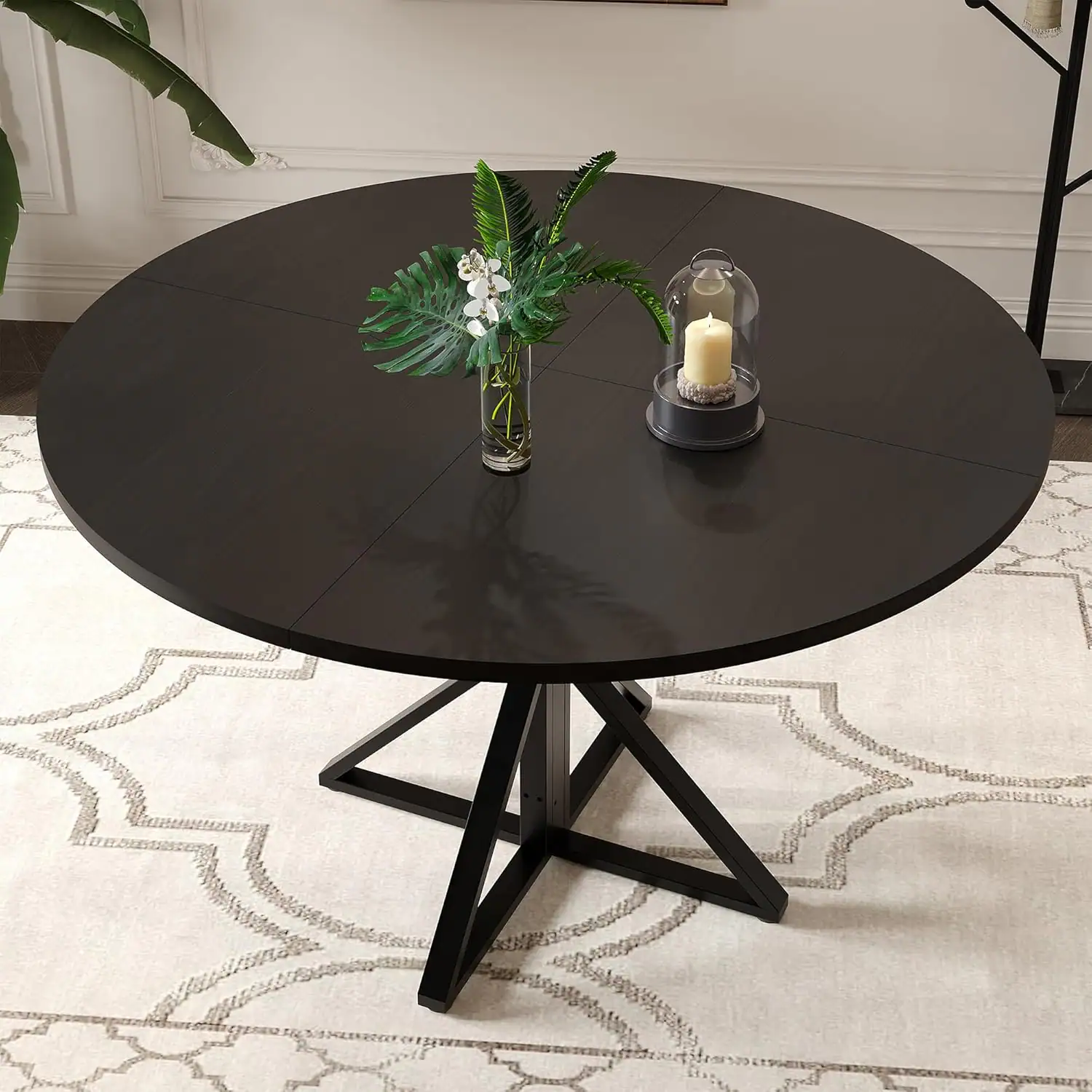 Alt View 3. Jojoka - Kitchen Table Round Dining Table for 4 47 inch Farmhouse Kitchen Table Circle Dinner Table - Multiple colors.