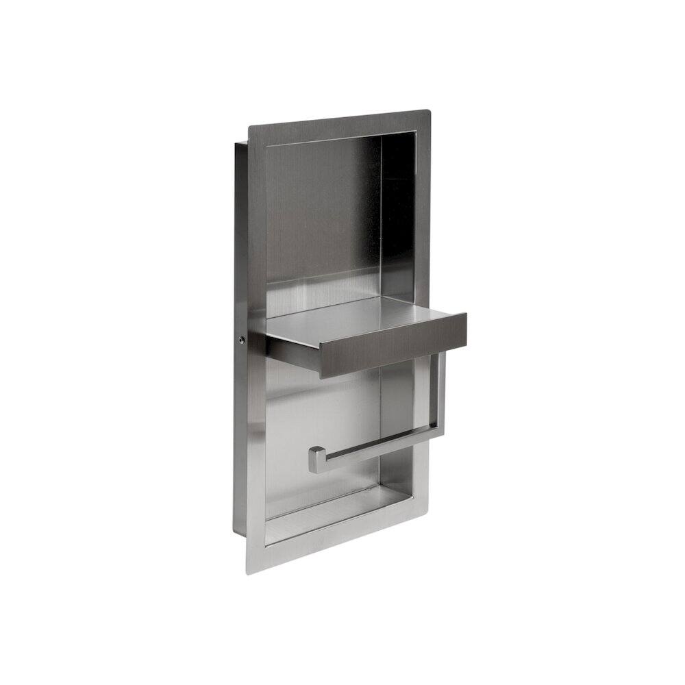 Left. Alfi - ALFI brand Brushed Stainless Steel Recessed Toilet Paper Holder Niche - Silver.