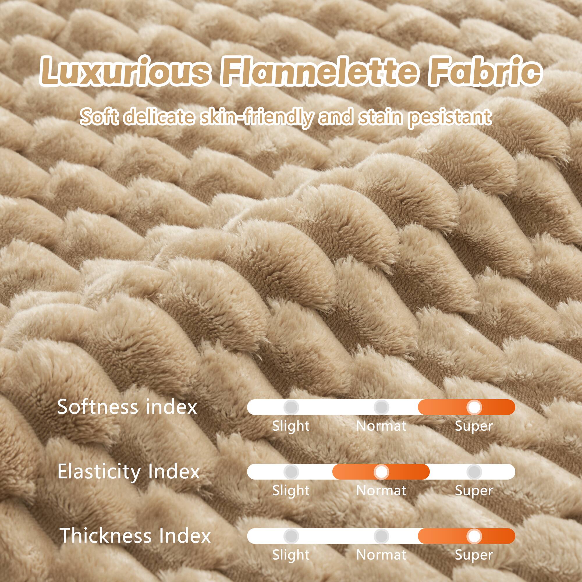 Luxurious Flannelette Fabric  
Soft delicate skin-friendly and stain pesistant  

Softness index  
Slight Normat Super  

Elasticity Index  
Slight Normat Super  

Thickness Index  
Slight Normat Super