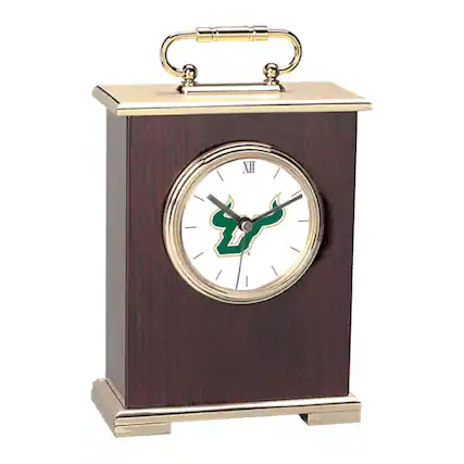 Front. Jardine - South Florida Bulls Primary Team Logo Carriage Clock - Gold.