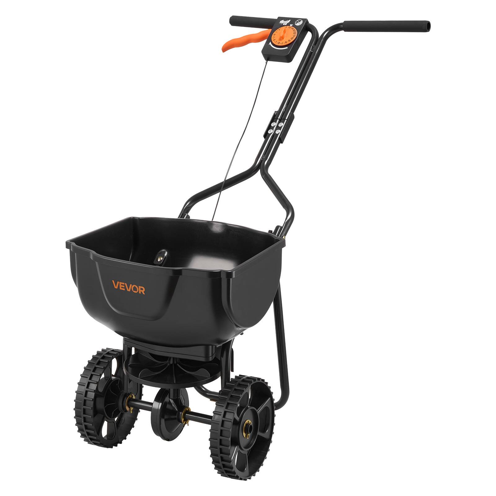 Alt View 5. VEVOR - Walk-Behind Spreader, 9.8ft Spreading Width, Push Broadcast Spreader with 10" All-Terrain Tires, Adjustable Flow Control - Black.