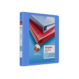 Staples - Heavy Duty 1" 3-Ring View Binder, D-Ring - Periwinkle