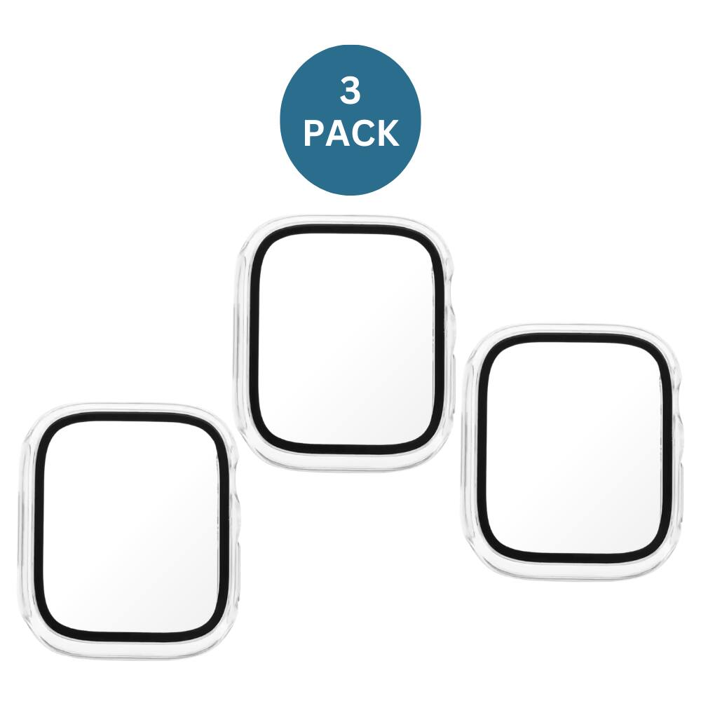 Alt View 3. Qixxronics - 3PACK for Apple Watch Series 6 40mm Case, with Built-in Tempered Glass Screen Protector [3PCS] - Clear.