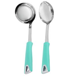 Martha Stewart - Everyday Drexler 2 Piece Ladle and Serving Spoon Kitchen Tool Set in Turquoise - Blue