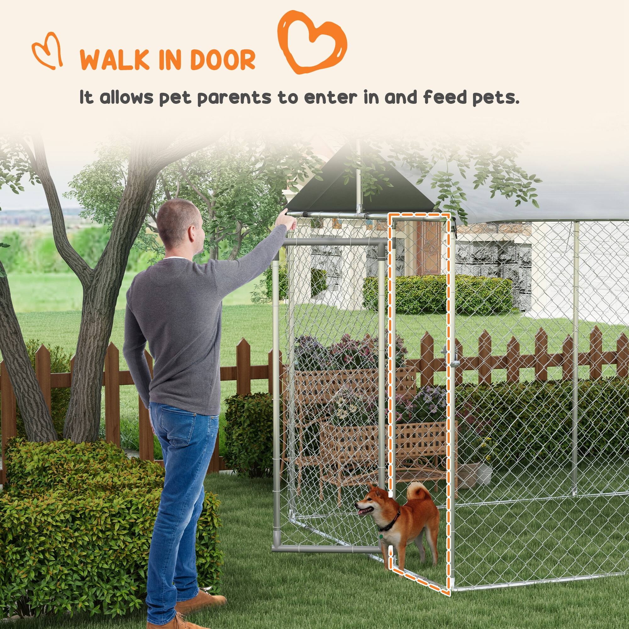 WALK IN DOOR  
It allows pet parents to enter in and feed pets.