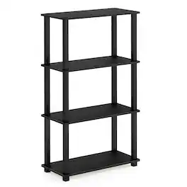 Furinno - Turn-S-Tube 4-Tier Multipurpose Shelf Display Rack with Square Tube, Americano/Black - Americano/Black