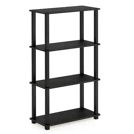 Front. Furinno - Turn-S-Tube 4-Tier Multipurpose Shelf Display Rack with Square Tube, Americano/Black - Americano/Black.