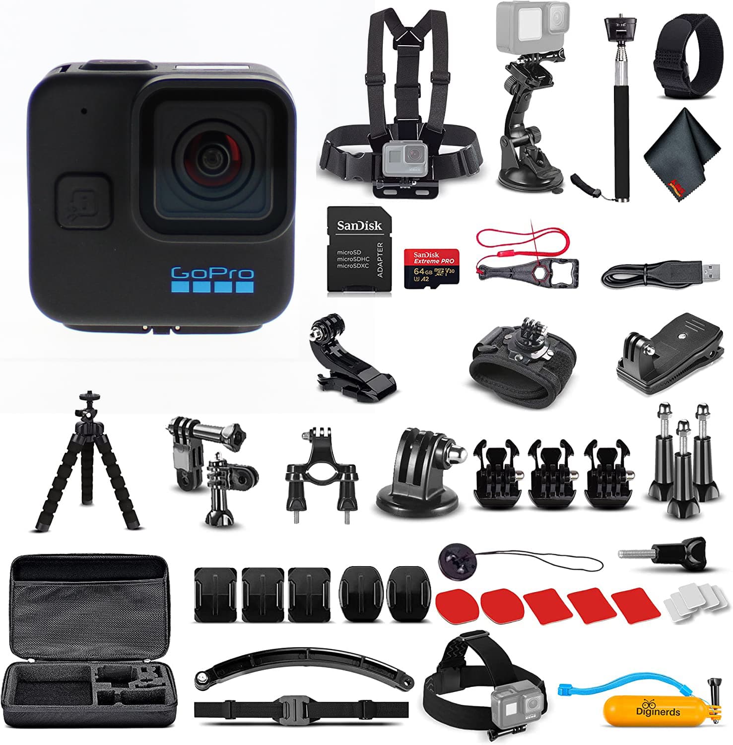 GoPro - HERO11 Mini - Waterproof Action Camera 50 In 1 Accessory Bundle + More (Black)