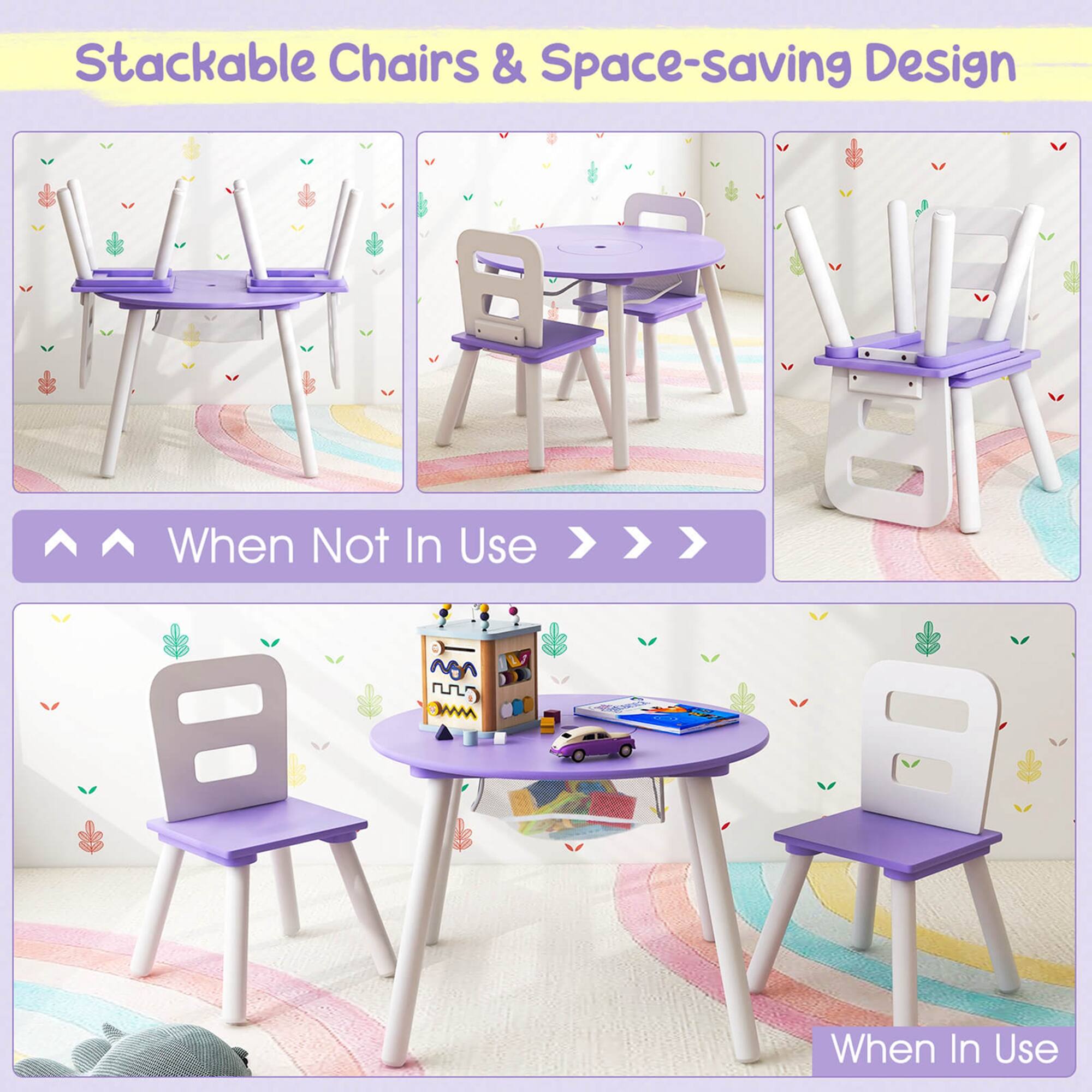 Stackable Chairs & Space-saving Design

When Not In Use

When In Use