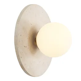 Jonathan Y - Tivoli 9.75" Modern Minimalist 1-Light Ovoid Travertine LED Wall Sconce, Light Brown - Light Brown/Brass Gold