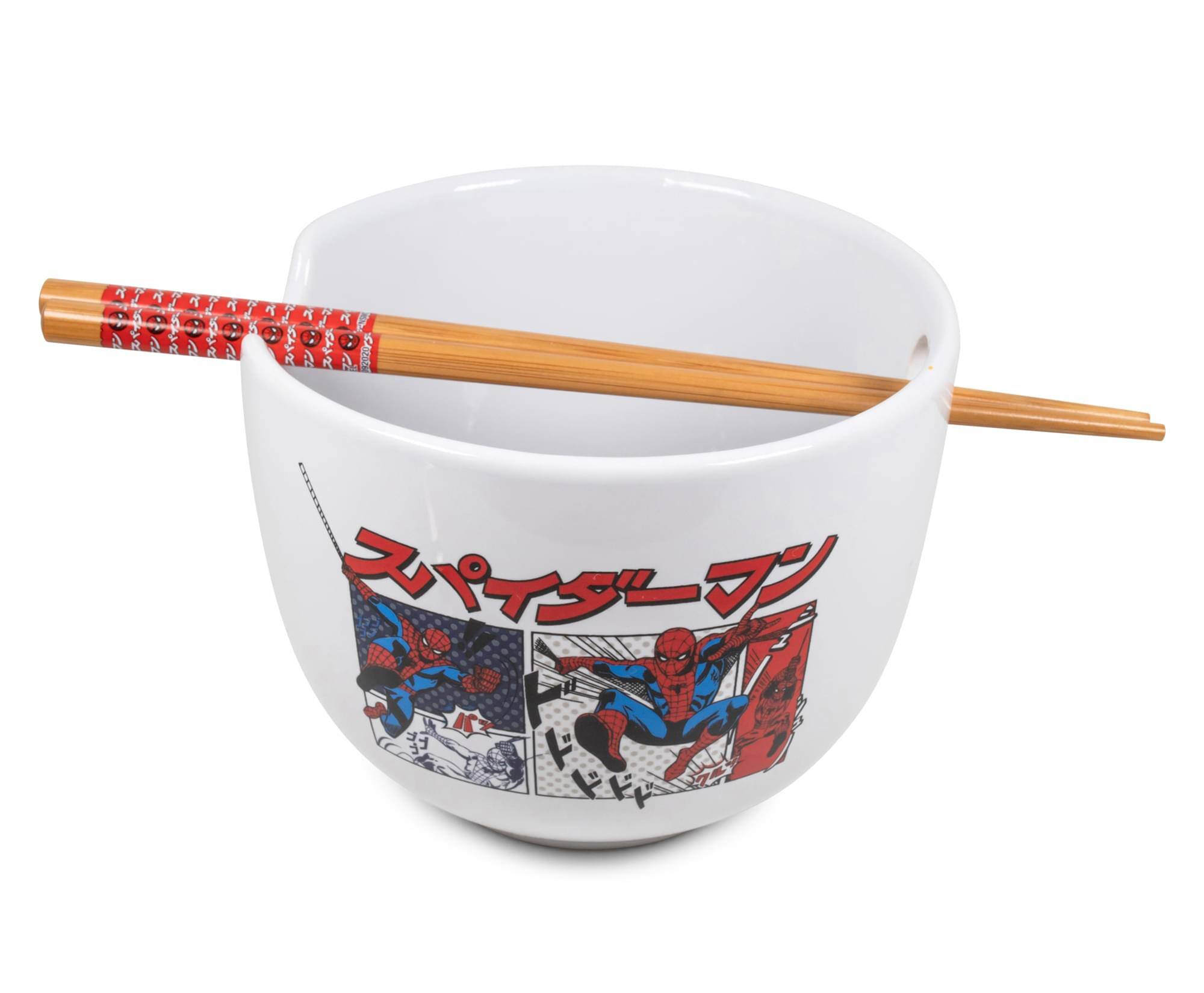 Alt View 1. Marvel - Marvel Spider-Man Japanese Dinnerware Set | 20-Ounce Ramen Bowl, Chopsticks - Red.