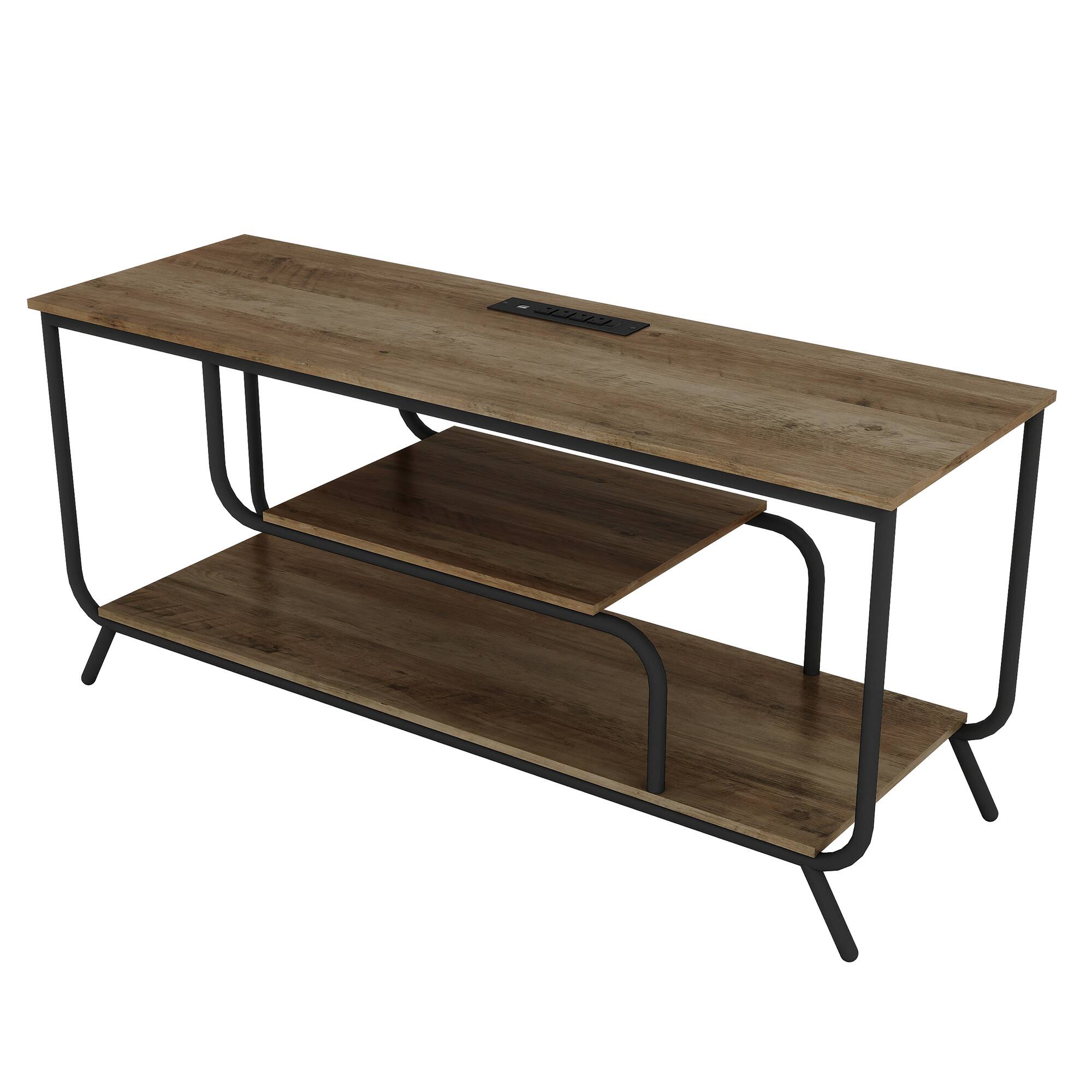 Alt View 5. Spaco - Spaco TV Stand for 55 Inch TVs, LED Lights and TV Socket, Compact Modern Console for Living Room - Light Gray.