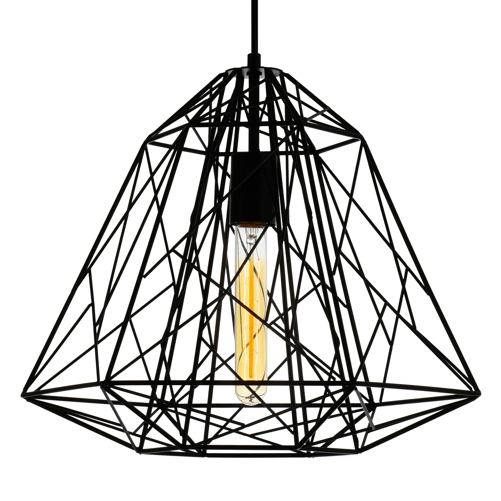 Angle. CWI Lighting - Bagheera 1 Light Down Pendant With Black Finish - Black.