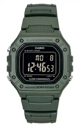 ILLUMINATOR
CASIO
START/STOP
08
12:46:53
MODE
ALARM CHRONOGRAPH
LIGHT
WATER 50M RESIST