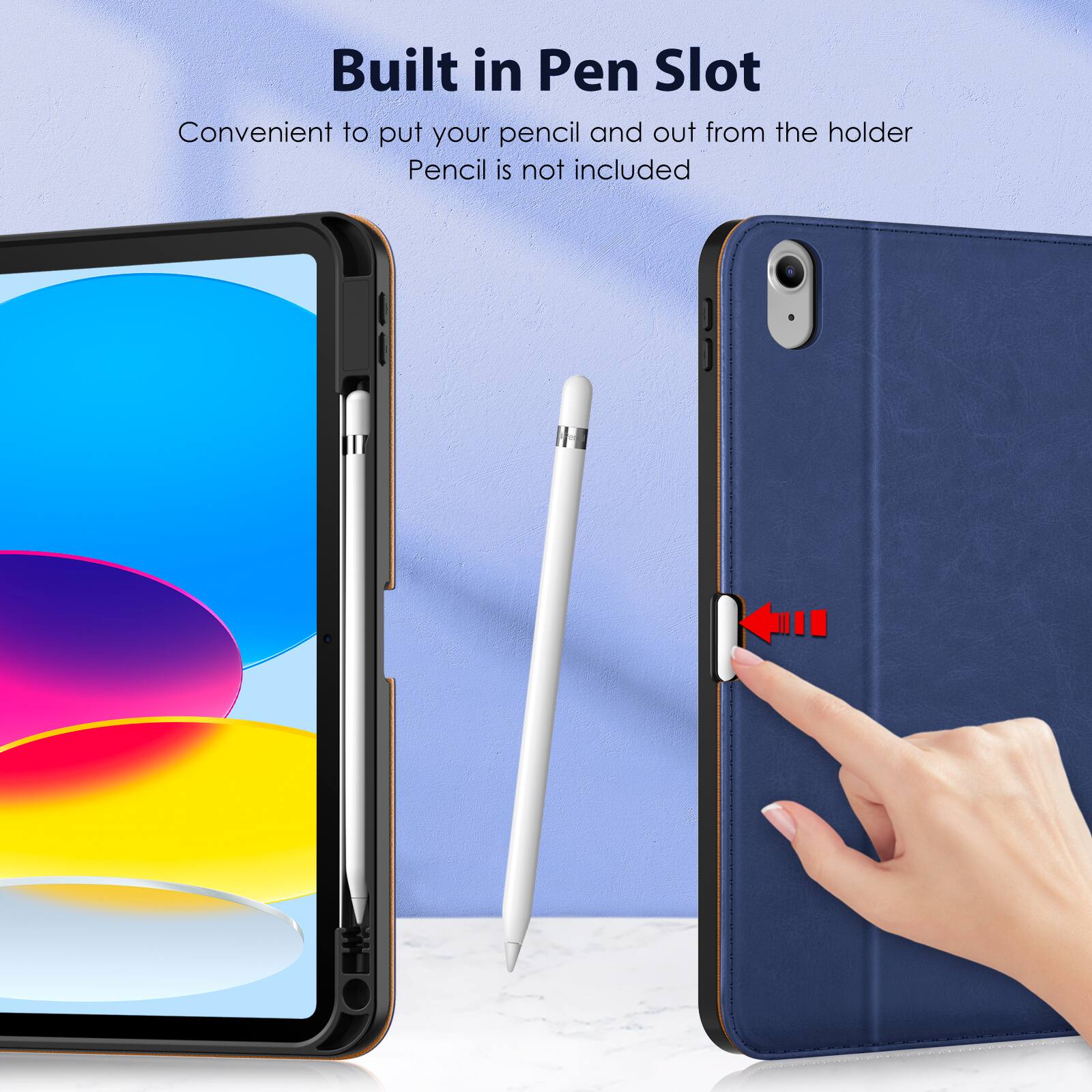 Built in Pen Slot  
Convenient to put your pencil and out from the holder  
Pencil is not included