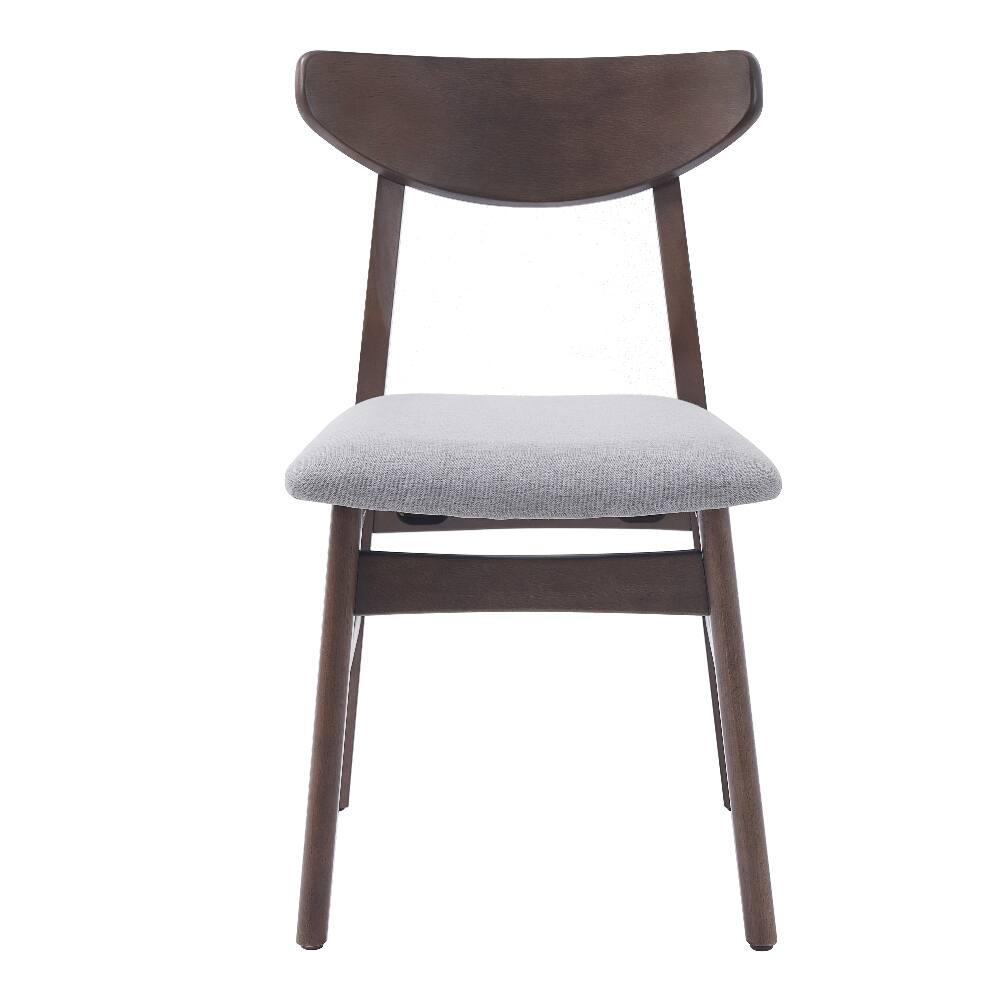 Alt View 3. Loheer - Loheer Set of 2 Scandinavian Dining Chairs Curved Wood Backrest Gray Fabric Seat Brown Finish Mid Century Accent Seating - Brown.