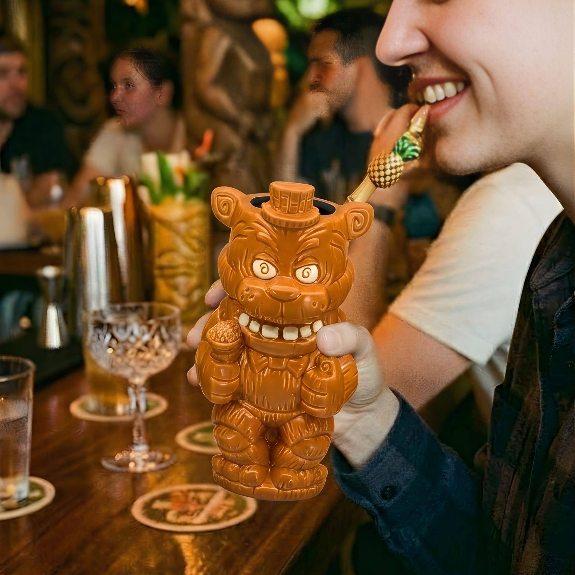 Alt View 4. ThinkGeek - Geeki Tikis Five Nights At Freddy's Freddy Fazbear 16-Ounce Ceramic Mug - Orange.