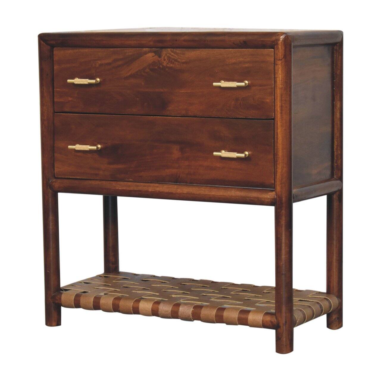 Left. Artisan Furniture - Artisan Furniture Solid Wood Regency Woven 2-Drawer Nightstand - Chestnut.