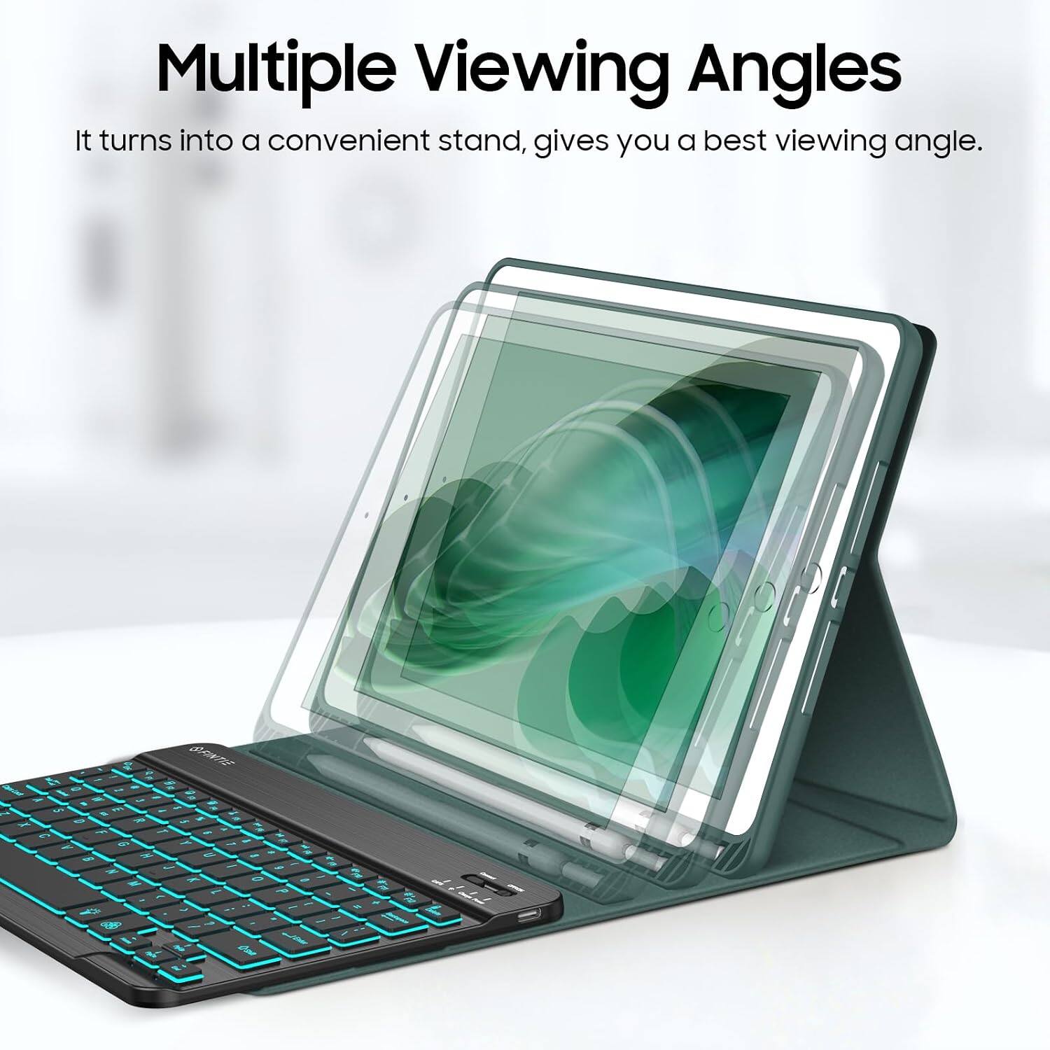 Multiple Viewing Angles  
It turns into a convenient stand, gives you a best viewing angle.