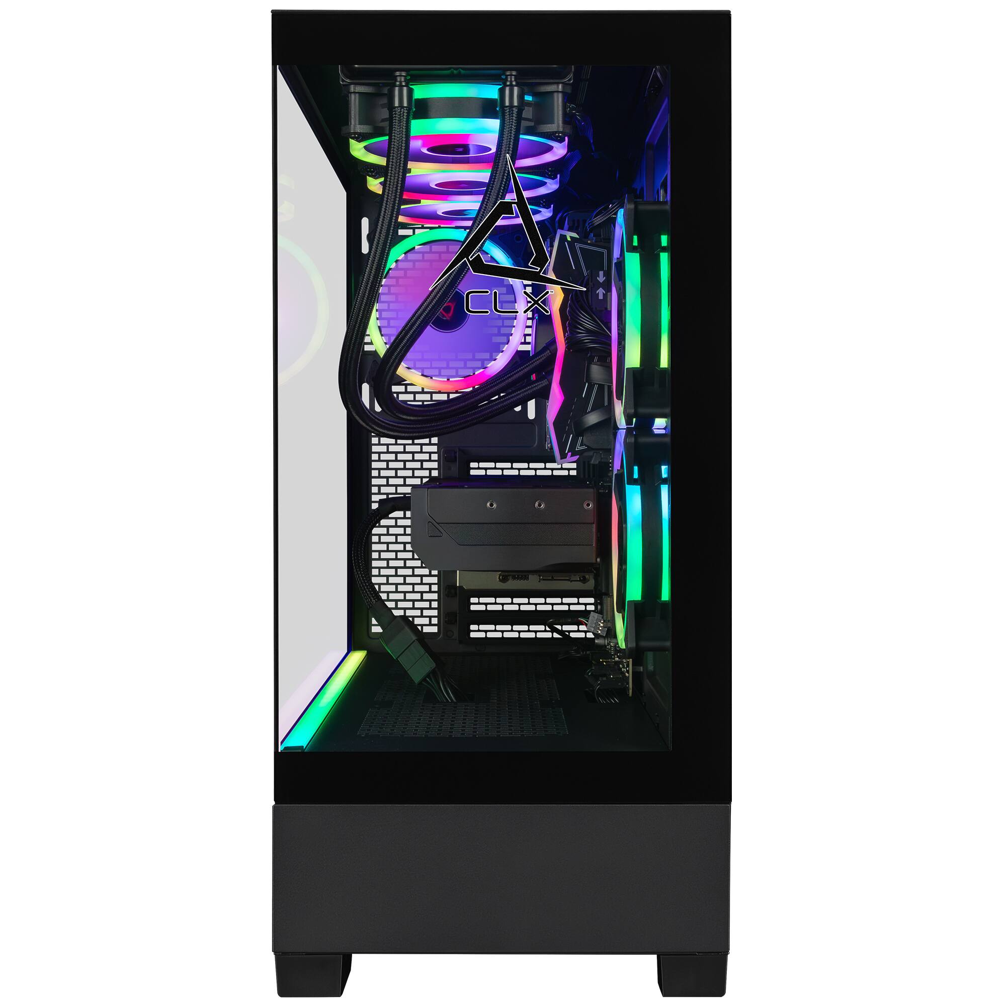 Left. CLX - SET Gaming Desktop - AMD Ryzen 7 9700X - 32GB DDR5 5600 Memory - GeForce RTX 4070 SUPER - 1TB NVMe M.2 SSD - Black.