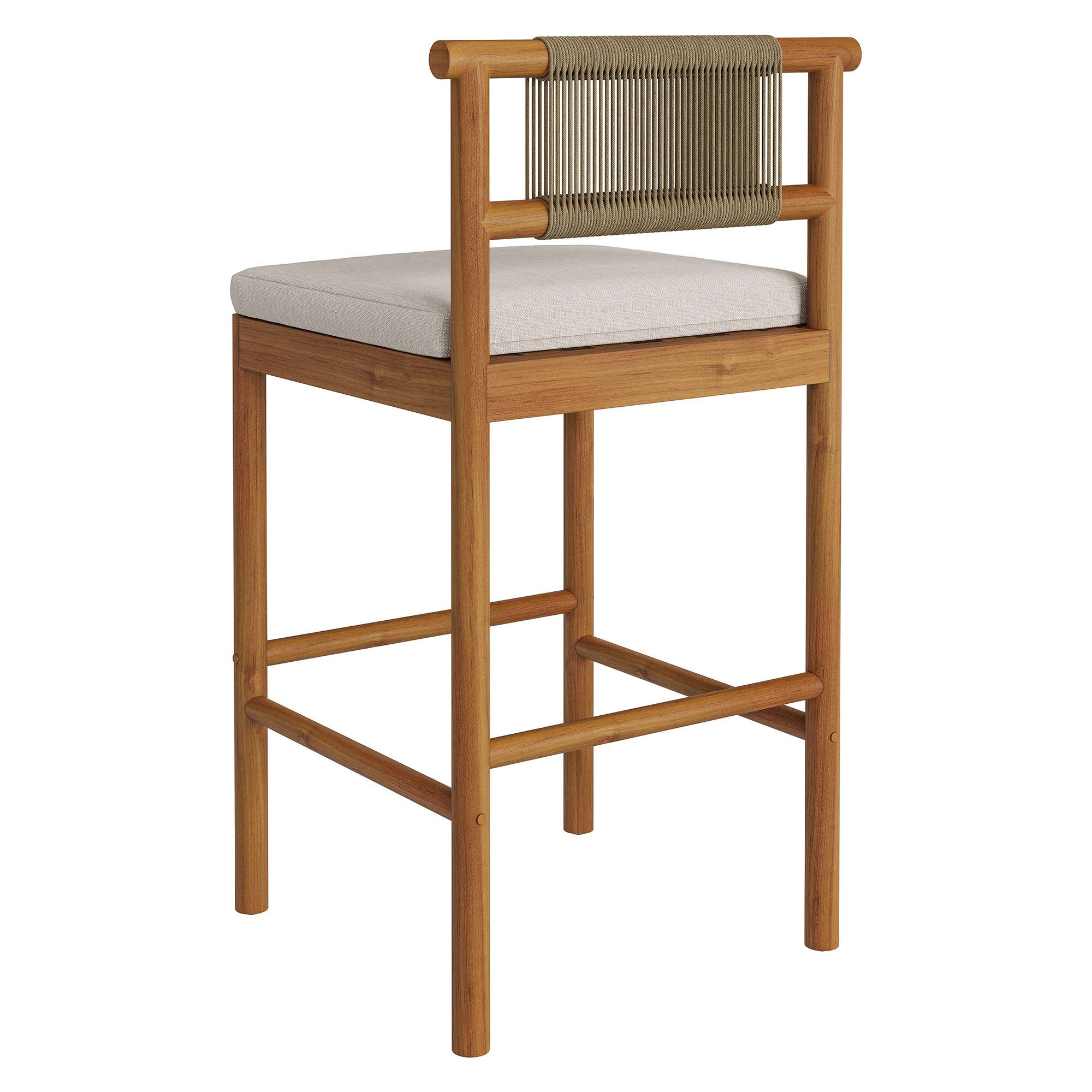 Alt View 4. Modway - Eleni Outdoor Teak Wood Bar Stools Set of 2 by Modway - Natural Sail.