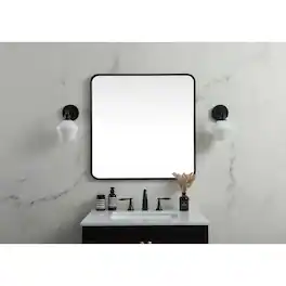 Elegant Decor - Soft corner metal square mirror 30x30 inch - Black