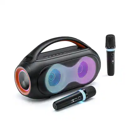 Front. Pacoar Cade - usb Light Karaoke Machine For Adults With 2 Wireless Microphones 200w Portable 5 Magic Voice Effects Rgb Party Lights - Default.