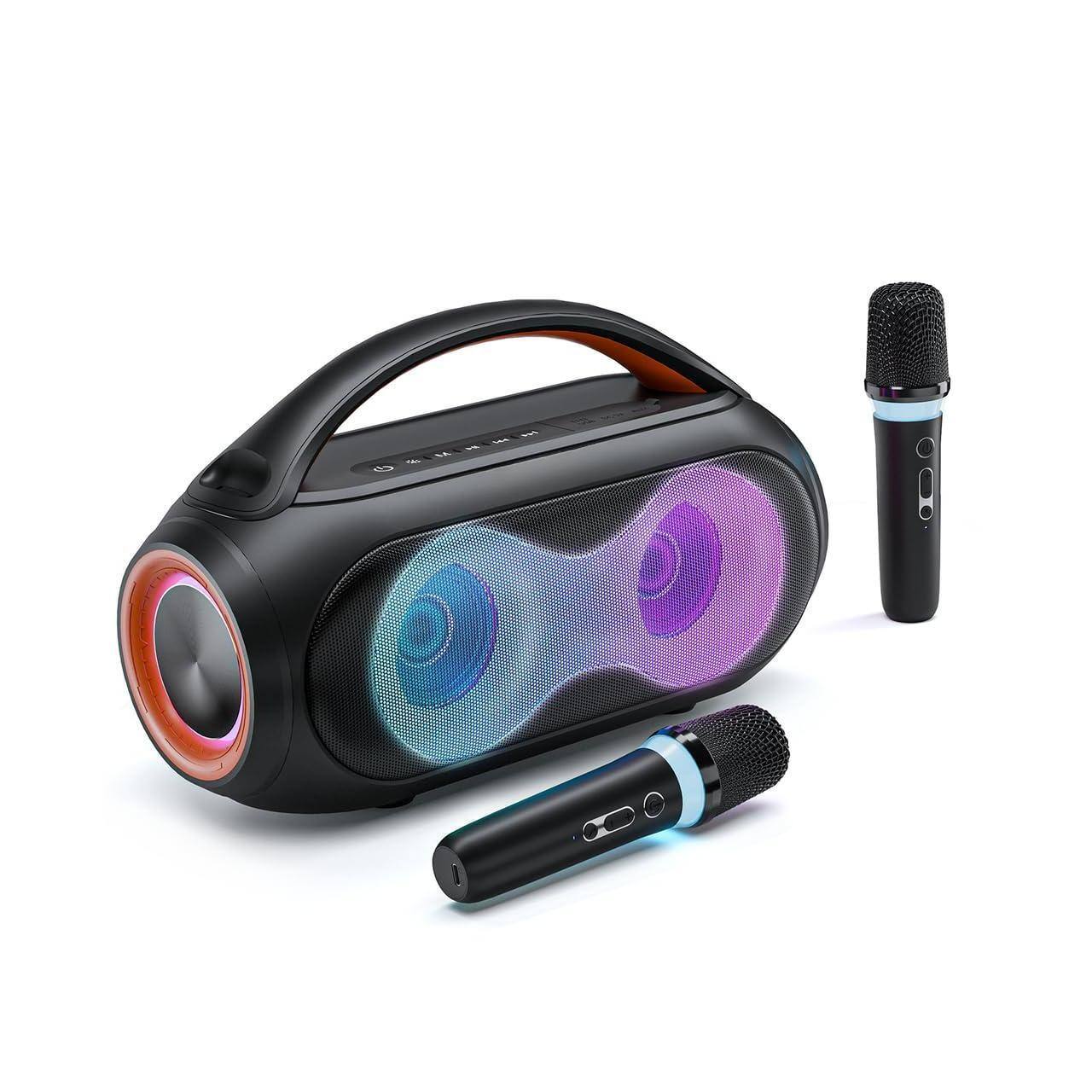 Front. Pacoar Cade - usb Light Karaoke Machine For Adults With 2 Wireless Microphones 200w Portable 5 Magic Voice Effects Rgb Party Lights - Default.