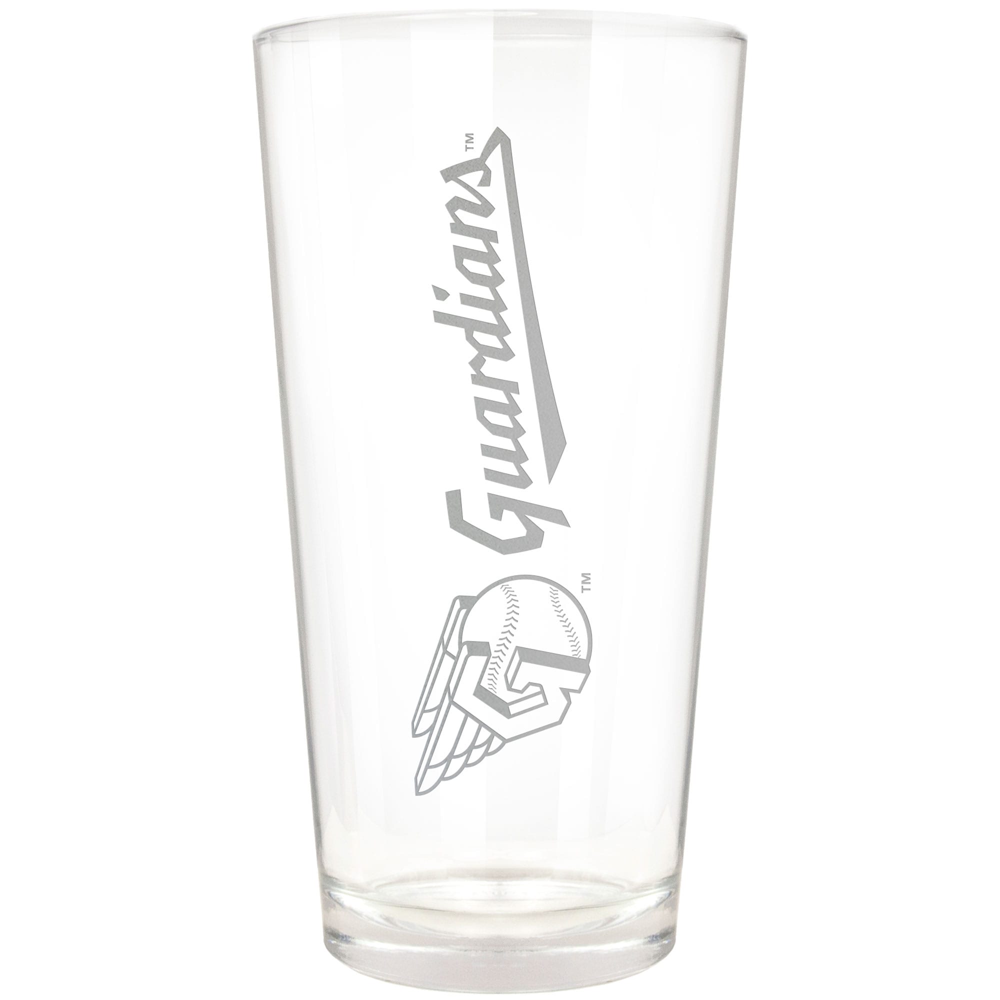 Front. Great American Products - Cleveland Guardians Etched 16oz. Vertical Rally Cry Pint Glass - Multicolor.