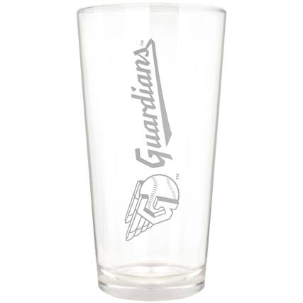 Front. Great American Products - Cleveland Guardians Etched 16oz. Vertical Rally Cry Pint Glass - Multicolor.