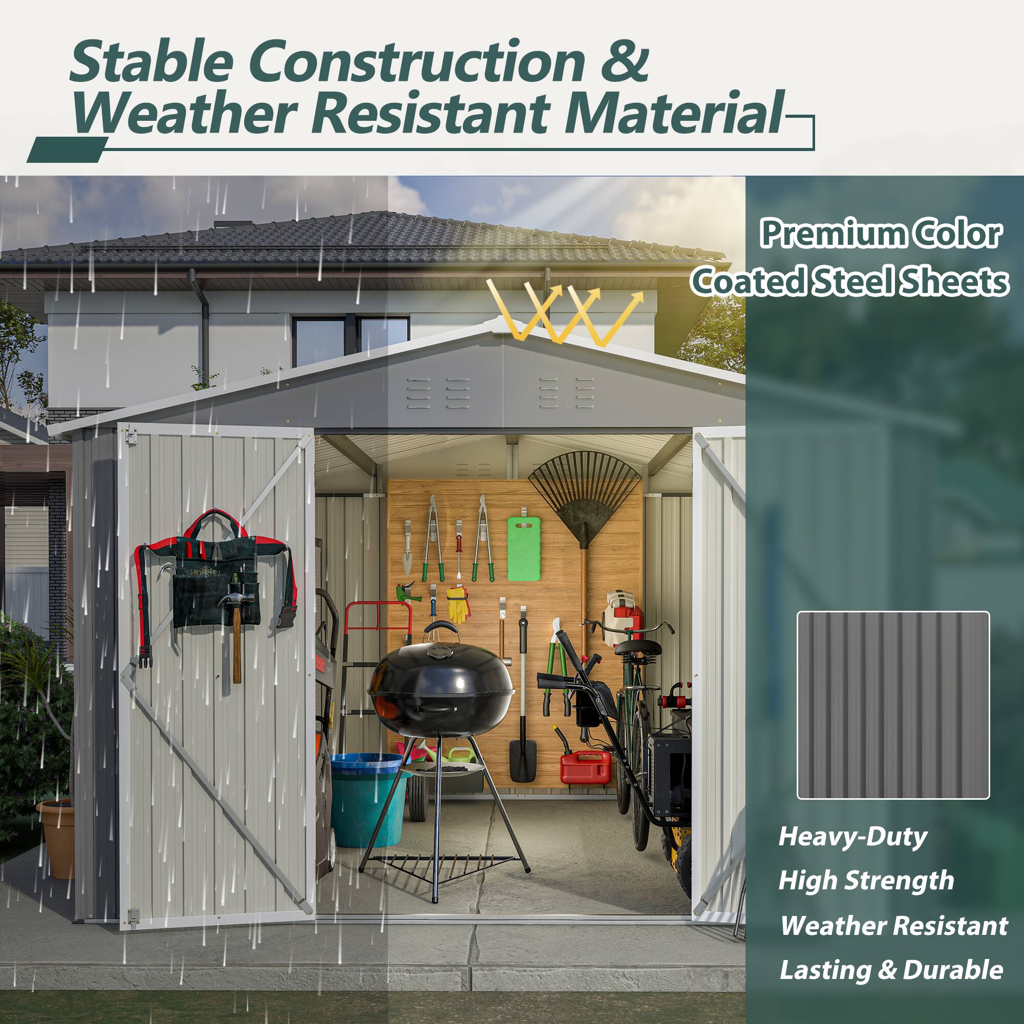 Stable Construction & Weather Resistant Material

Premium Color Coated Steel Sheets

Heavy-Duty High Strength Weather Resistant Lasting & Durable