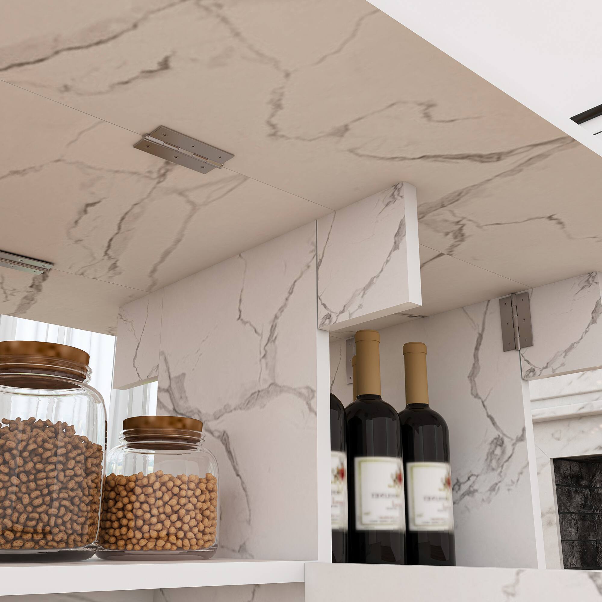 Back. GOODSILO - Space-Saving Foldable Multi-Purpose Table with Integrated Storage Shelves and Locking Wheels - White.