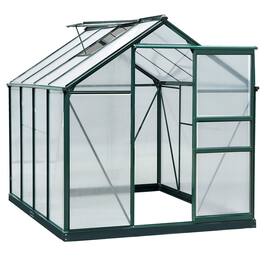 Outsunny - 6' x 8' Greenhouse for Outdoors, Polycarbonate Greenhouse with Rain Gutter and Roof Vent, Aluminum Walk-in Green House