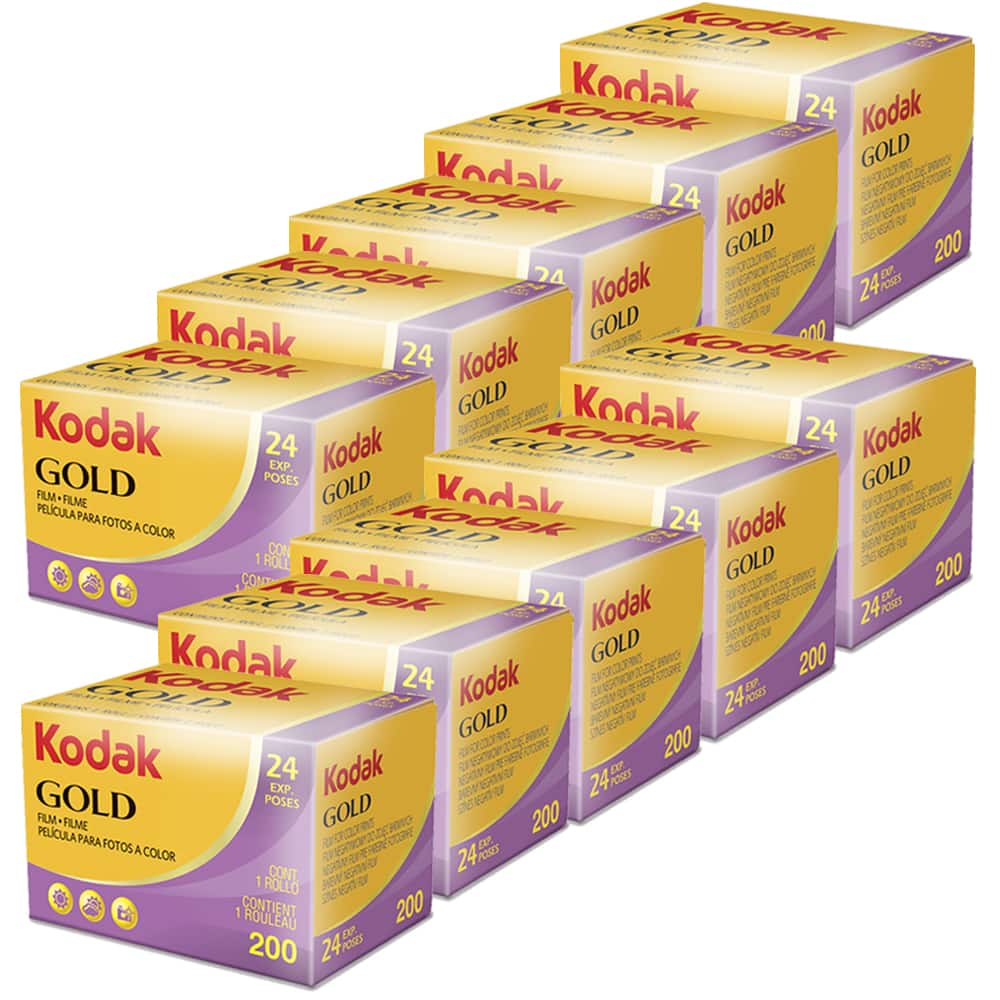 10 Packs Kodak GOLD 200 Color Negative Film 35mm Roll Film, 24 Exposures