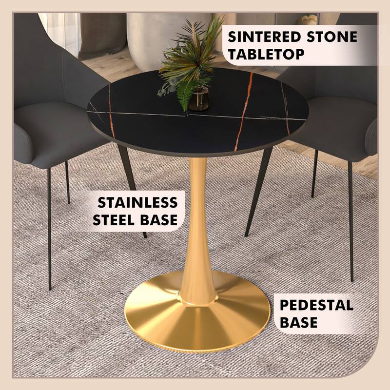 Sintered Stone Tabletop  
Stainless Steel Base  
Pedestal Base