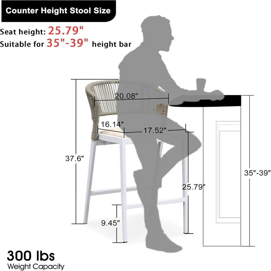 Counter Height Stool Size

Seat height: 25.79"

Suitable for 35"-39" height bar

20.08"  
16.14"  
17.52"  
37.6"  
9.45"  
300 lbs Weight Capacity